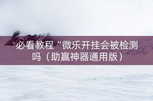 必看教程“微乐开挂会被检测吗（助赢神器通用版）