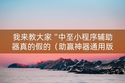 我来教大家“中至小程序辅助器真的假的（助赢神器通用版）