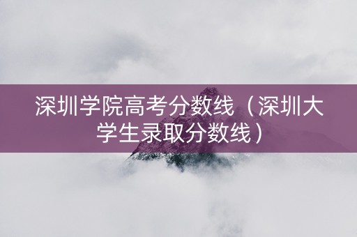 深圳学院高考分数线（深圳大学生录取分数线）