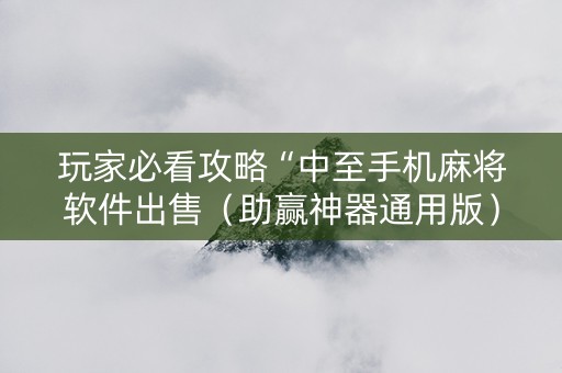 玩家必看攻略“中至手机麻将软件出售（助赢神器通用版）