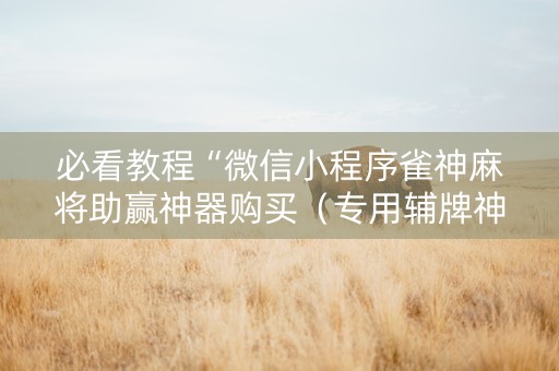 必看教程“微信小程序雀神麻将助赢神器购买（专用辅牌神器免安装）