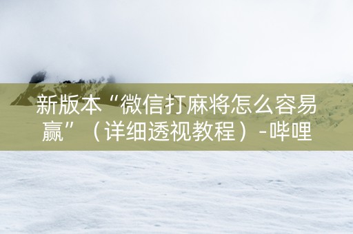 新版本“微信打麻将怎么容易赢”（详细透视教程）-哔哩哔哩