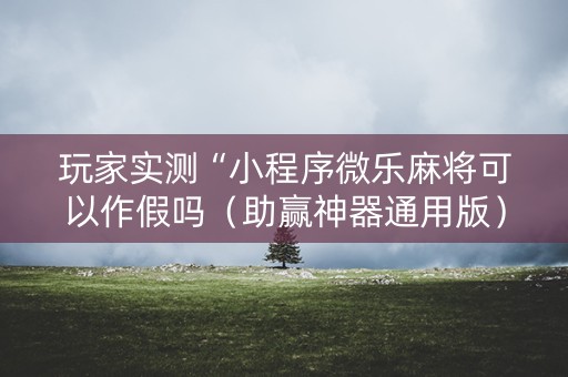 玩家实测“小程序微乐麻将可以作假吗（助赢神器通用版）