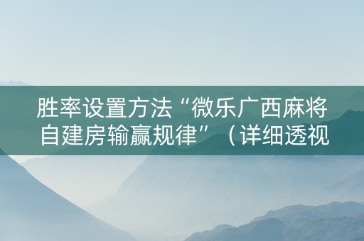 胜率设置方法“微乐广西麻将自建房输赢规律”（详细透视教程）-哔哩哔哩