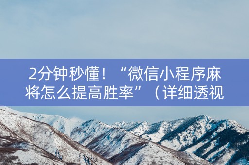 2分钟秒懂！“微信小程序麻将怎么提高胜率”（详细透视教程）-哔哩哔哩