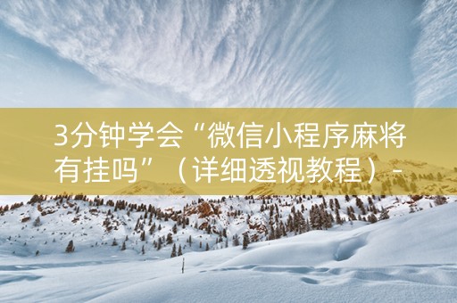3分钟学会“微信小程序麻将有挂吗”（详细透视教程）-哔哩哔哩