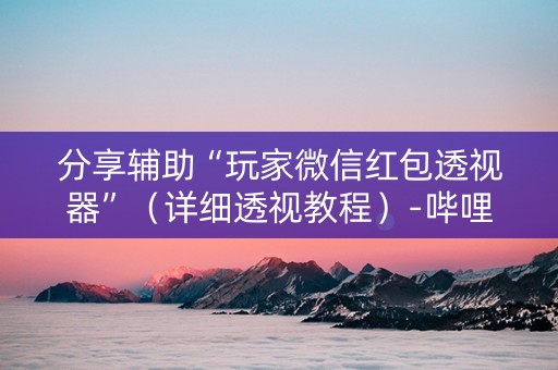 分享辅助“玩家微信红包透视器”（详细透视教程）-哔哩哔哩