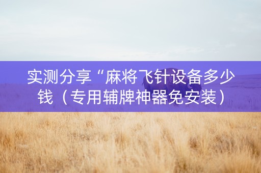 实测分享“麻将飞针设备多少钱（专用辅牌神器免安装）