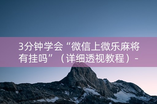 3分钟学会“微信上微乐麻将有挂吗”（详细透视教程）-哔哩哔哩