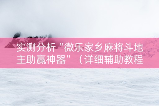 实测分析“微乐家乡麻将斗地主助赢神器”（详细辅助教程）-哔哩哔哩