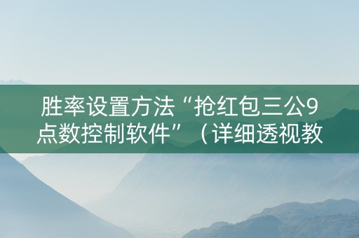胜率设置方法“抢红包三公9点数控制软件”（详细透视教程）-哔哩哔哩