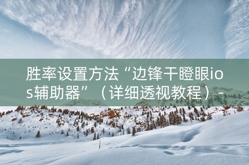 胜率设置方法“边锋干瞪眼ios辅助器”（详细透视教程）-哔哩哔哩