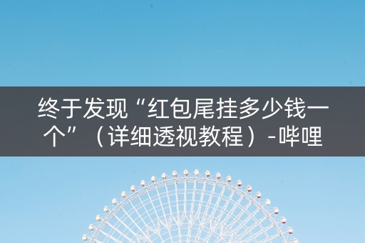 终于发现“红包尾挂多少钱一个”（详细透视教程）-哔哩哔哩
