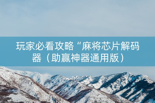 玩家必看攻略“麻将芯片解码器（助赢神器通用版）
