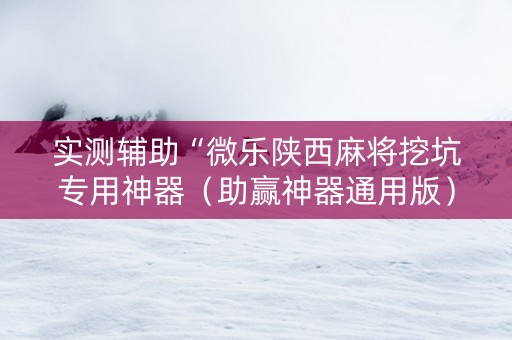 实测辅助“微乐陕西麻将挖坑专用神器（助赢神器通用版）