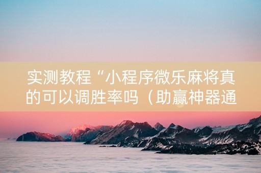 实测教程“小程序微乐麻将真的可以调胜率吗（助赢神器通用版）