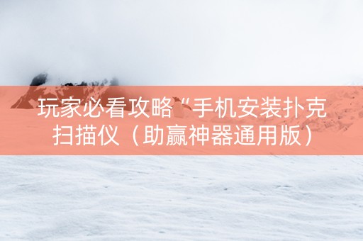 玩家必看攻略“手机安装扑克扫描仪（助赢神器通用版）