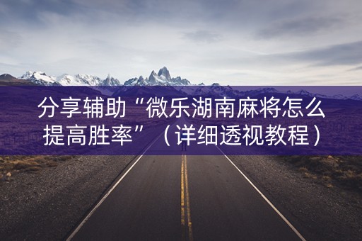 分享辅助“微乐湖南麻将怎么提高胜率”（详细透视教程）-哔哩哔哩