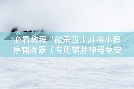 必看教程“微乐四川麻将小程序辅牌器（专用辅牌神器免安装）