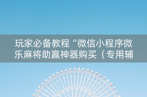 玩家必备教程“微信小程序微乐麻将助赢神器购买（专用辅牌神器免安装）