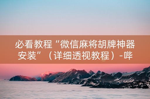 必看教程“微信麻将胡牌神器安装”（详细透视教程）-哔哩哔哩