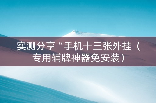 实测分享“手机十三张外挂（专用辅牌神器免安装）