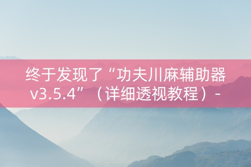 终于发现了“功夫川麻辅助器v3.5.4”（详细透视教程）-哔哩哔哩