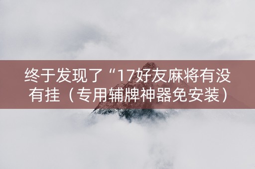 终于发现了“17好友麻将有没有挂（专用辅牌神器免安装）