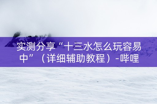 实测分享“十三水怎么玩容易中”（详细辅助教程）-哔哩哔哩