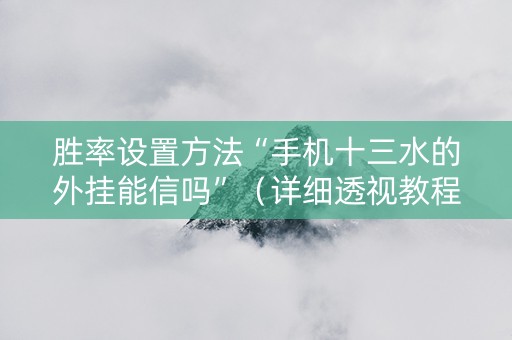 胜率设置方法“手机十三水的外挂能信吗”（详细透视教程）-哔哩哔哩