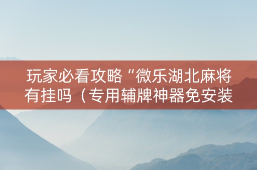 玩家必看攻略“微乐湖北麻将有挂吗（专用辅牌神器免安装）