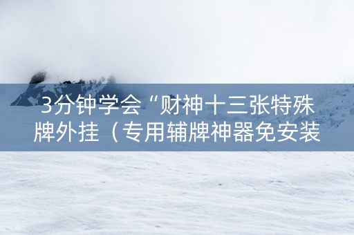 3分钟学会“财神十三张特殊牌外挂（专用辅牌神器免安装）