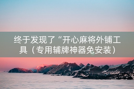 终于发现了“开心麻将外铺工具（专用辅牌神器免安装）