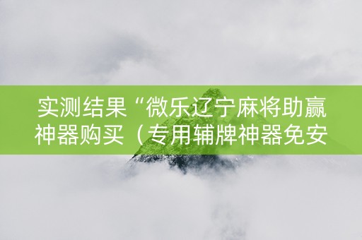 实测结果“微乐辽宁麻将助赢神器购买（专用辅牌神器免安装）