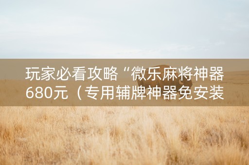 玩家必看攻略“微乐麻将神器680元（专用辅牌神器免安装）