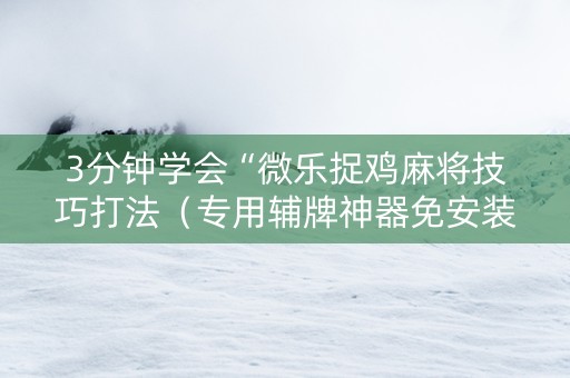 3分钟学会“微乐捉鸡麻将技巧打法（专用辅牌神器免安装）
