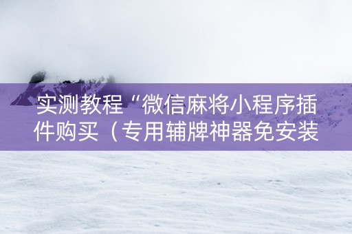 实测教程“微信麻将小程序插件购买（专用辅牌神器免安装）