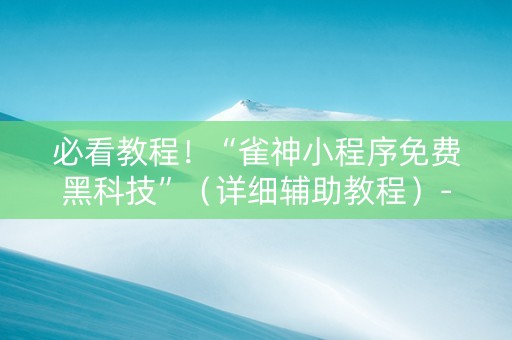 必看教程！“雀神小程序免费黑科技”（详细辅助教程）-哔哩哔哩