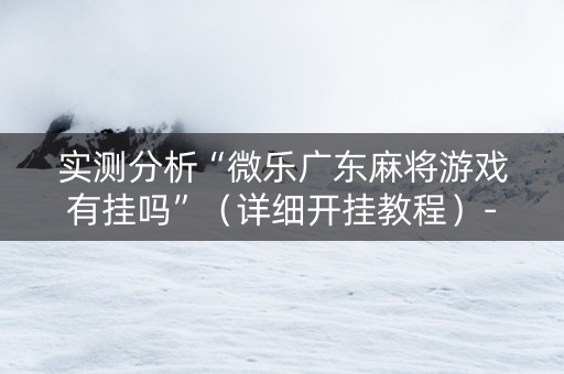实测分析“微乐广东麻将游戏有挂吗”（详细开挂教程）-哔哩哔哩