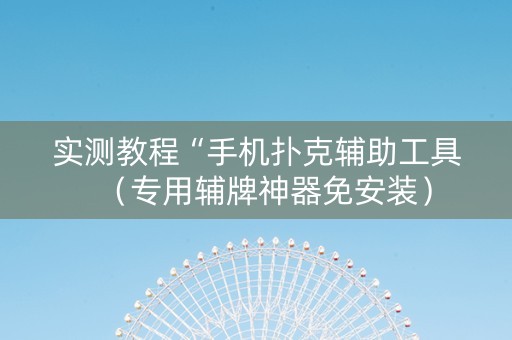 实测教程“手机扑克辅助工具（专用辅牌神器免安装）