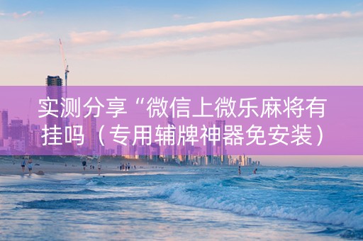 实测分享“微信上微乐麻将有挂吗（专用辅牌神器免安装）