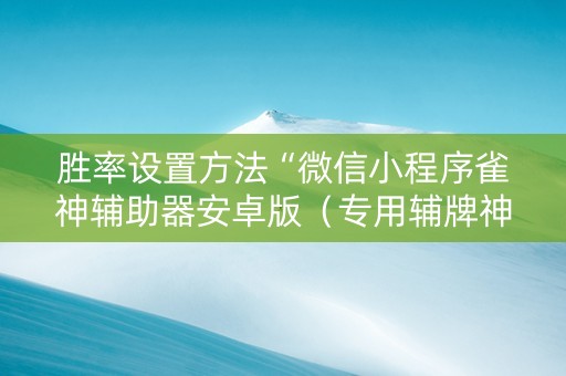 胜率设置方法“微信小程序雀神辅助器安卓版（专用辅牌神器免安装）