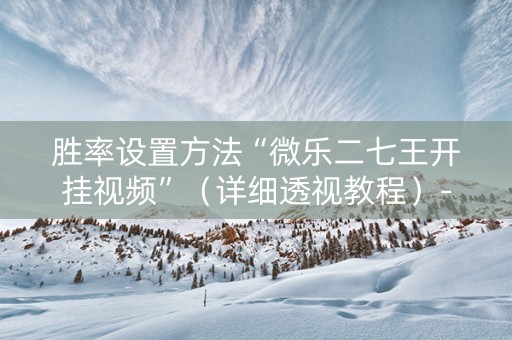 胜率设置方法“微乐二七王开挂视频”（详细透视教程）-哔哩哔哩