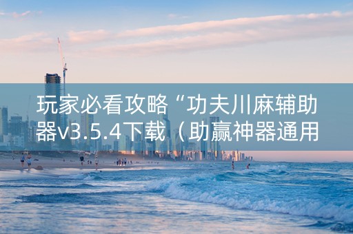 玩家必看攻略“功夫川麻辅助器v3.5.4下载（助赢神器通用版）