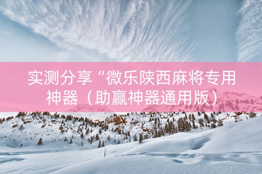 实测分享“微乐陕西麻将专用神器（助赢神器通用版）