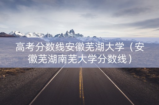 高考分数线安徽芜湖大学（安徽芜湖南芜大学分数线）