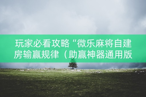 玩家必看攻略“微乐麻将自建房输赢规律（助赢神器通用版）