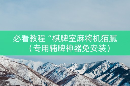 必看教程“棋牌室麻将机猫腻（专用辅牌神器免安装）