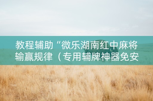 教程辅助“微乐湖南红中麻将输赢规律（专用辅牌神器免安装）