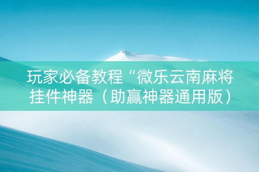 玩家必备教程“微乐云南麻将挂件神器（助赢神器通用版）